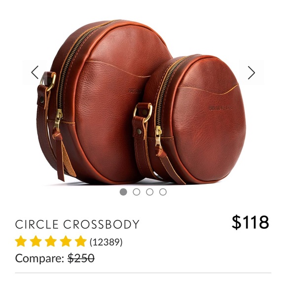 Portland Leather Brown Crossbody Bag with Circular Design - Picture 3 of 9